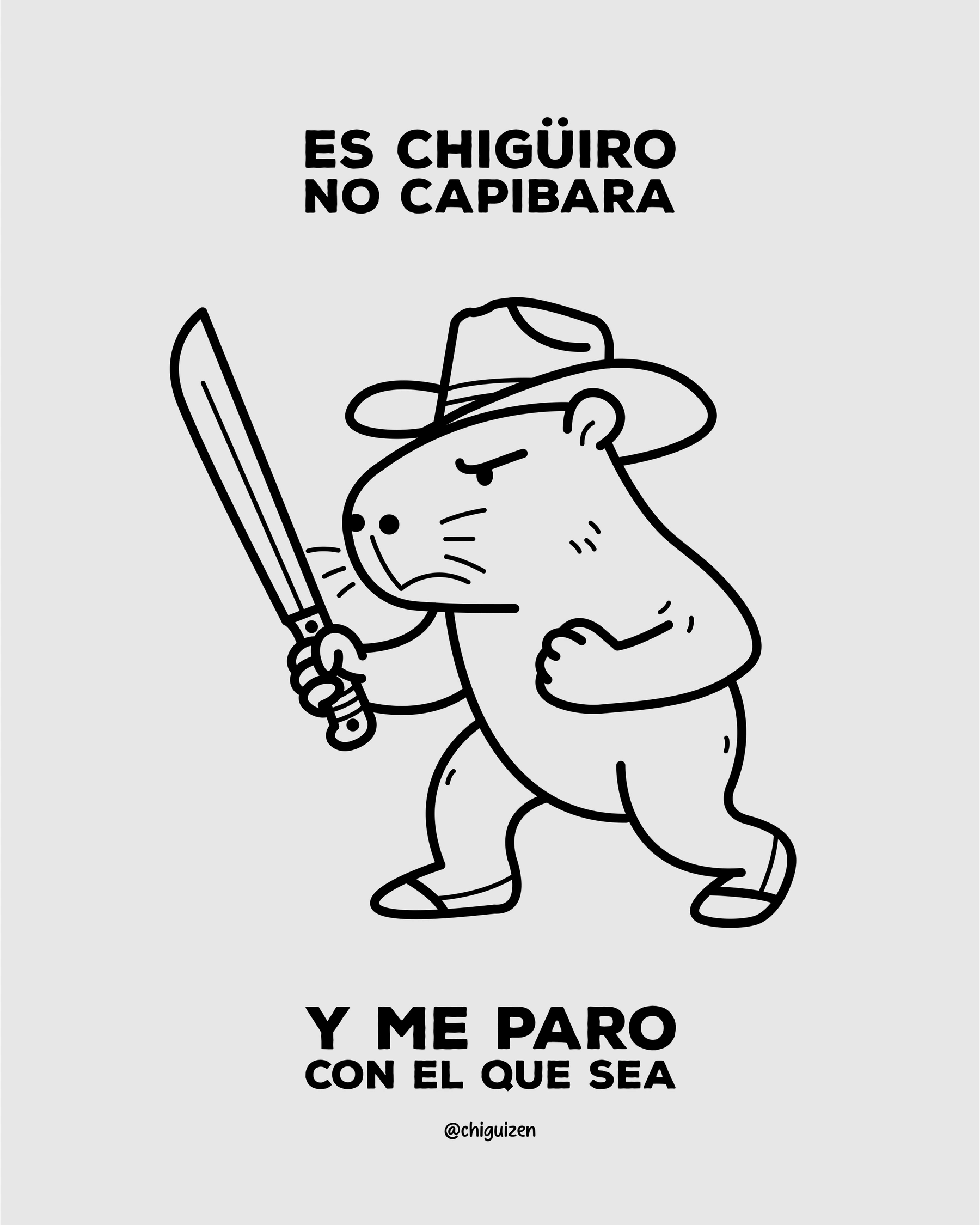 Chigüiro con sombrero y machete